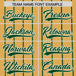 Custom Old Gold Green Pinstripe Personalized Side Two-tone Authentic Baseball Jersey