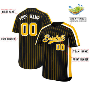 Custom Black Gold Pinstripe Personalized Side Two-tone Authentic Baseball Jersey