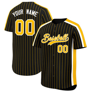 Custom Black Gold Pinstripe Personalized Side Two-tone Authentic Baseball Jersey