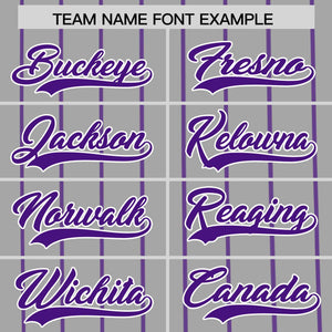 Custom Gray Purple Pinstripe Personalized Side Two-tone Authentic Baseball Jersey