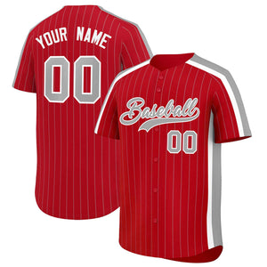 Custom Red Gray Pinstripe Personalized Side Two-tone Authentic Baseball Jersey