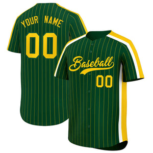 Custom Green Gold Pinstripe Personalized Side Two-tone Authentic Baseball Jersey