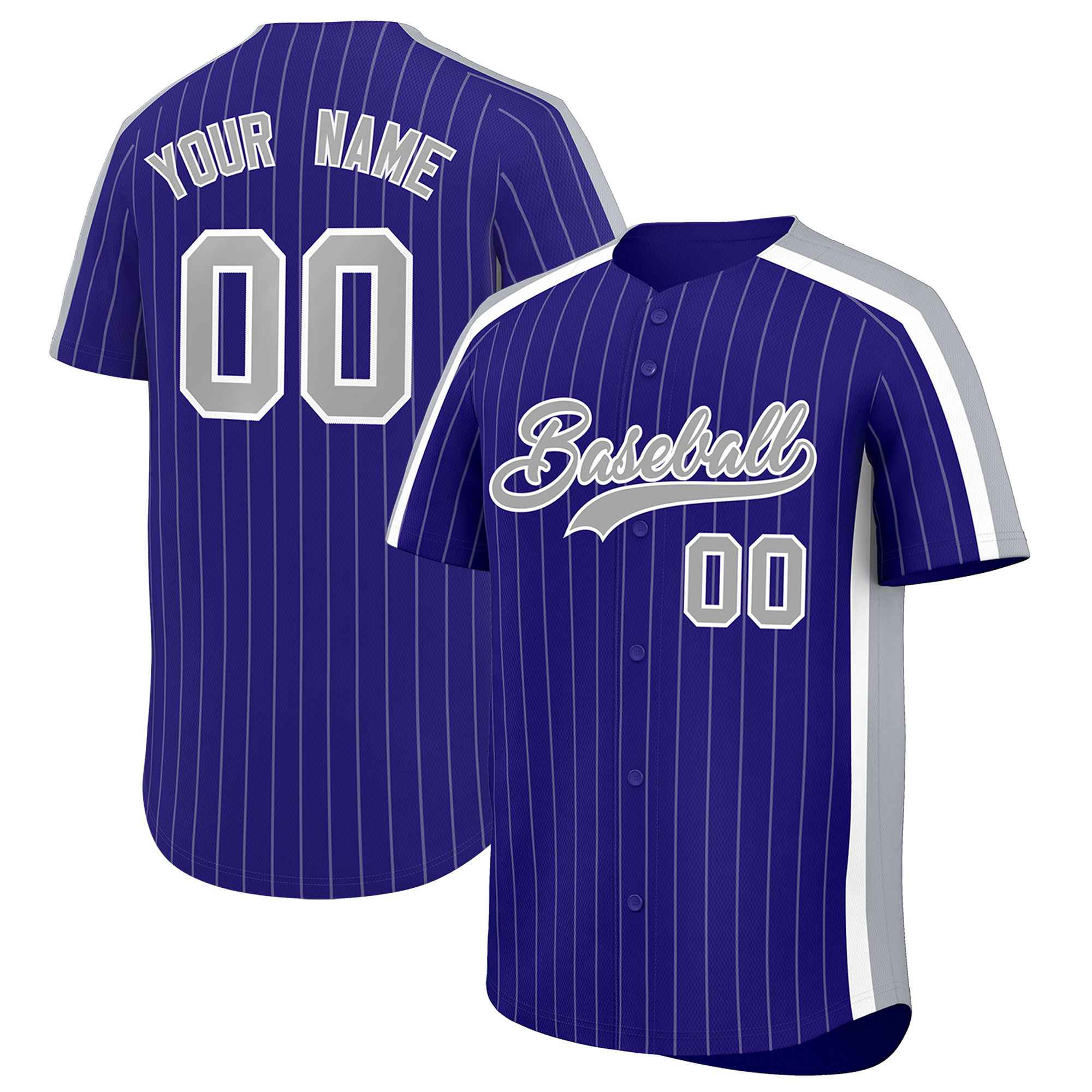 Custom Purple Gray Pinstripe Personalized Side Two-tone Authentic Baseball Jersey