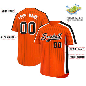 Custom Orange Black Pinstripe Personalized Side Two-tone Authentic Baseball Jersey