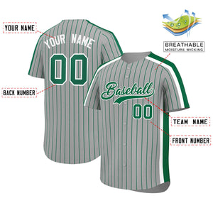 Custom Gray Kelly Green Pinstripe Personalized Side Two-tone Authentic Baseball Jersey