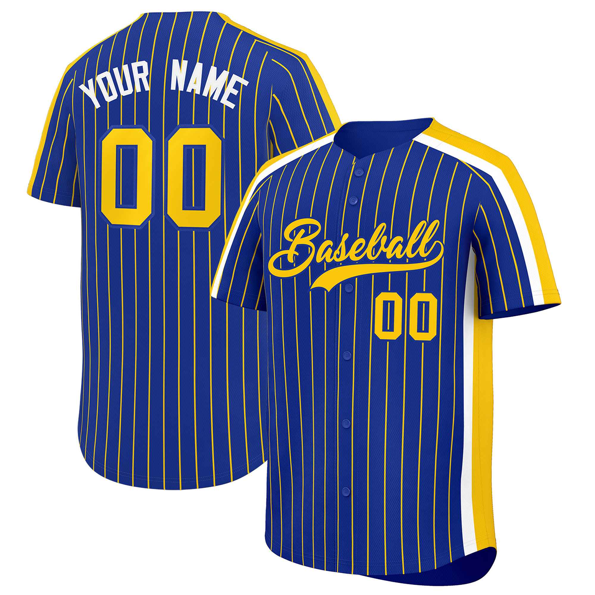 Custom Royal Gold Pinstripe Personalized Side Two-tone Authentic Baseball Jersey