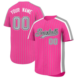 Custom Pink Gray Pinstripe Personalized Side Two-tone Authentic Baseball Jersey