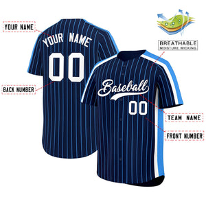 Custom Navy Powder Blue Pinstripe Personalized Side Two-tone Authentic Baseball Jersey