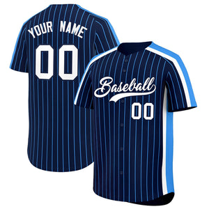 Custom Navy Powder Blue Pinstripe Personalized Side Two-tone Authentic Baseball Jersey