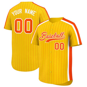 Custom Yellow Orange Pinstripe Personalized Side Two-tone Authentic Baseball Jersey