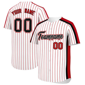 Custom White Red Pinstripe Personalized Side Two-tone Authentic Baseball Jersey