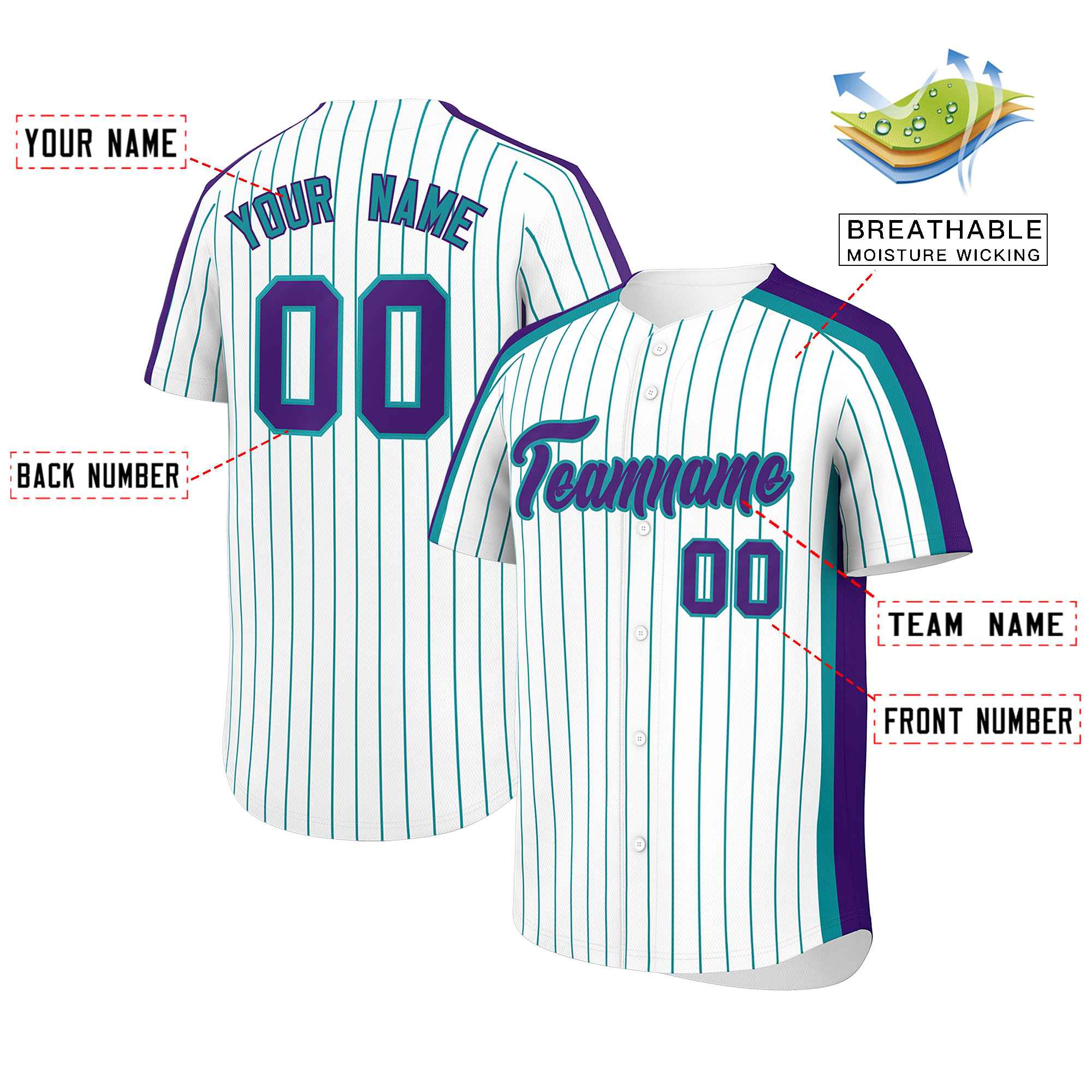 Custom White Sky Blue Pinstripe Personalized Side Two-tone Authentic Baseball Jersey