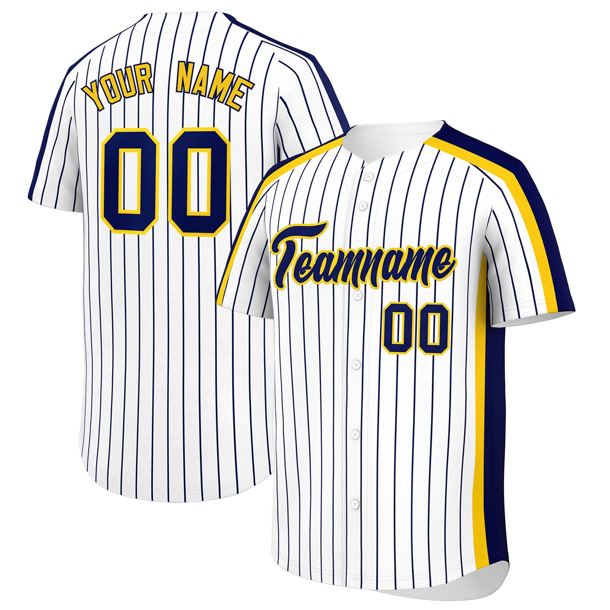 Custom White Navy Pinstripe Personalized Side Two-tone Authentic Baseball Jersey