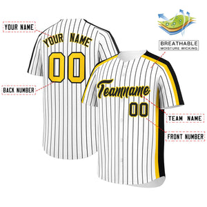 Custom White Black Pinstripe Personalized Side Two-tone Authentic Baseball Jersey