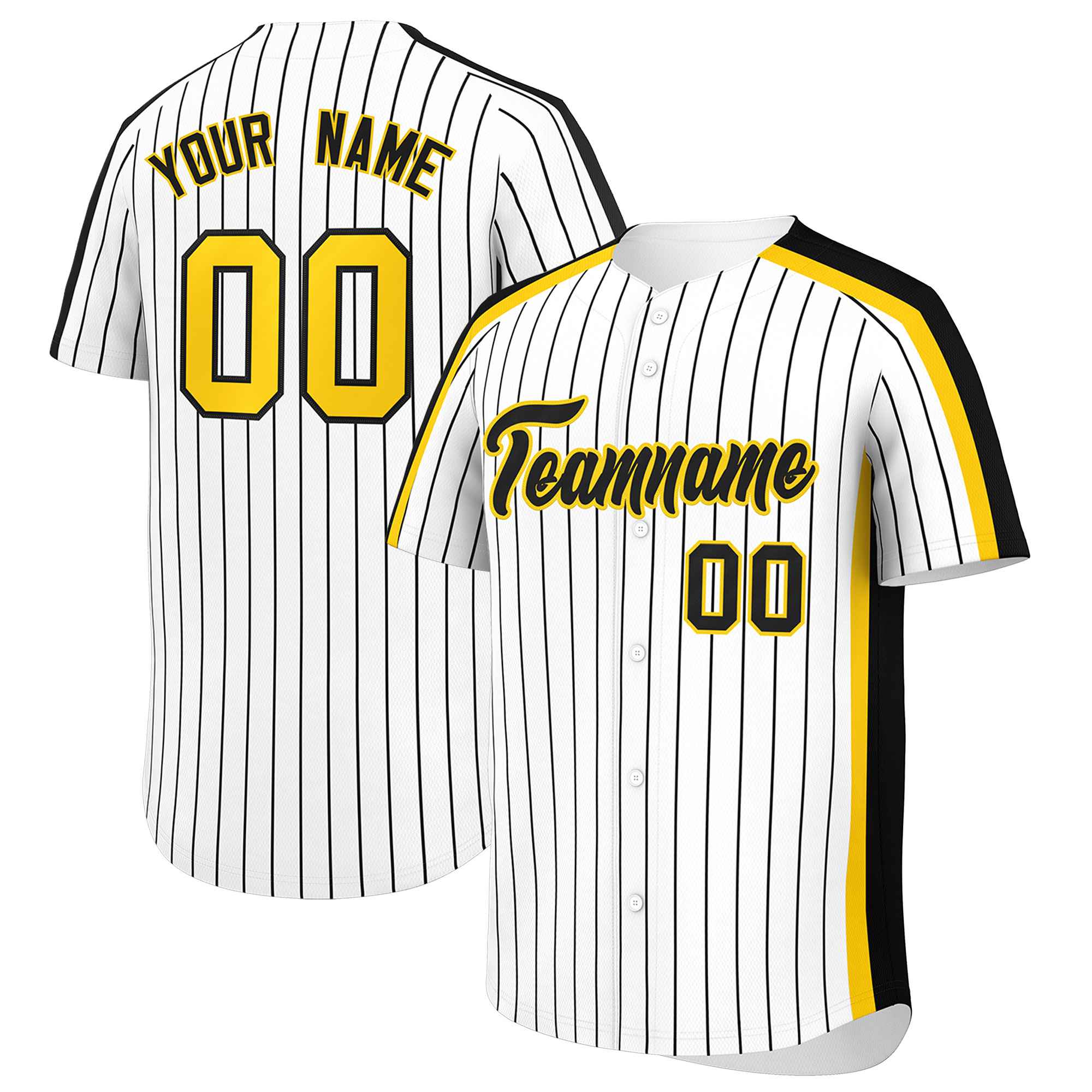 Custom White Black Pinstripe Personalized Side Two-tone Authentic Baseball Jersey