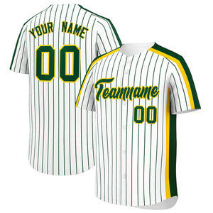 Custom White Green Pinstripe Personalized Side Two-tone Authentic Baseball Jersey