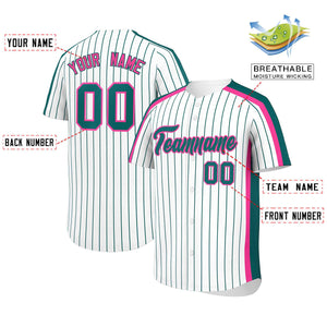 Custom White Aqua Pinstripe Personalized Side Two-tone Authentic Baseball Jersey