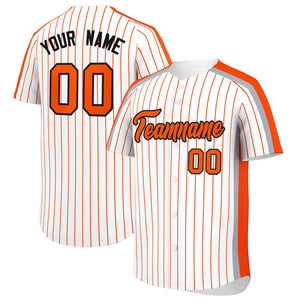 Custom White Orange Pinstripe Personalized Side Two-tone Authentic Baseball Jersey