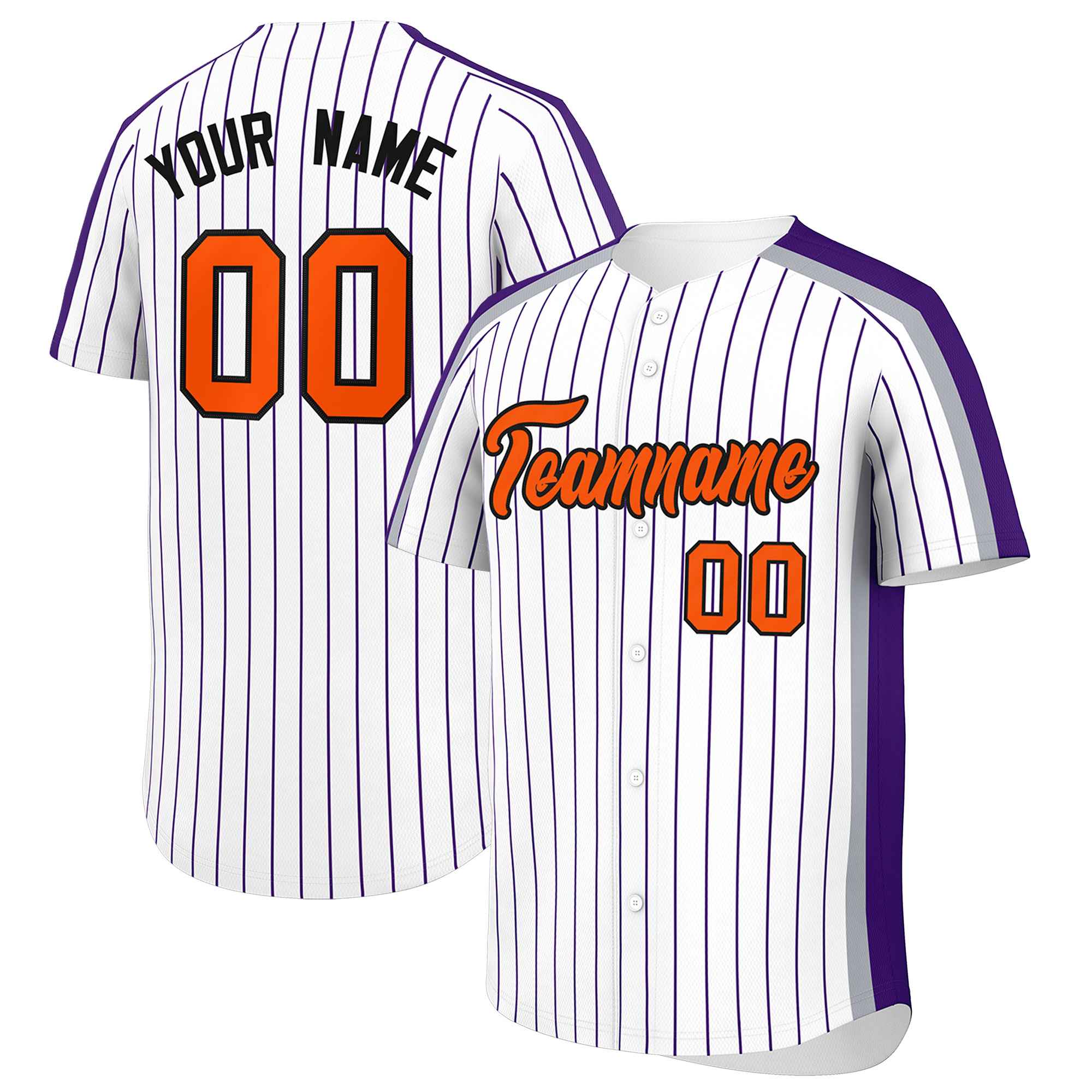 Custom White Purple Pinstripe Personalized Side Two-tone Authentic Baseball Jersey