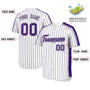 Custom White Purple Pinstripe Personalized Side Two-tone Authentic Baseball Jersey