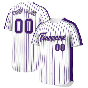 Custom White Purple Pinstripe Personalized Side Two-tone Authentic Baseball Jersey