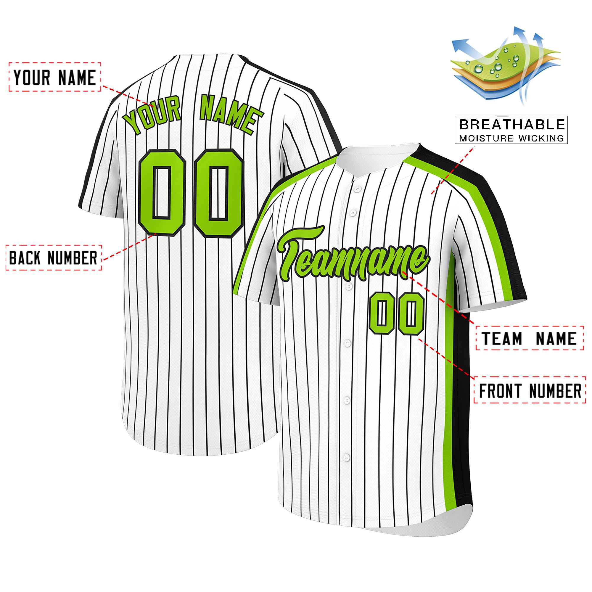 Custom White Black Pinstripe Personalized Side Two-tone Authentic Baseball Jersey