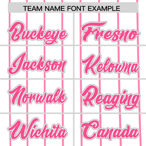 Custom White Pink Pinstripe Personalized Side Two-tone Authentic Baseball Jersey