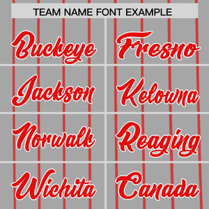 Custom Gray Red Pinstripe Personalized Side Two-tone Authentic Baseball Jersey