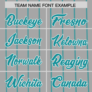 Custom Gray Aqua Pinstripe Personalized Side Two-tone Authentic Baseball Jersey