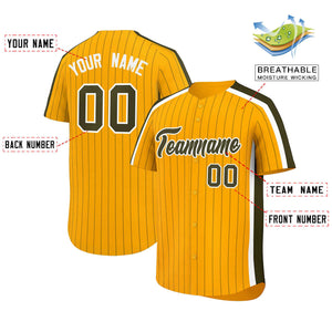 Custom Gold Olive Pinstripe Personalized Side Two-tone Authentic Baseball Jersey