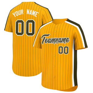 Custom Gold Olive Pinstripe Personalized Side Two-tone Authentic Baseball Jersey