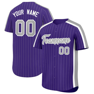 Custom Purple Gray Pinstripe Personalized Side Two-tone Authentic Baseball Jersey