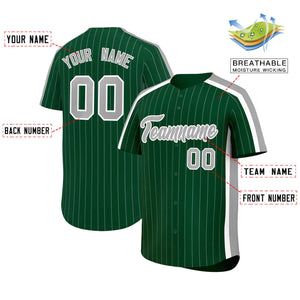 Custom Green Gray Pinstripe Personalized Side Two-tone Authentic Baseball Jersey