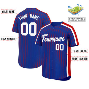 Custom Royal Red Pinstripe Personalized Side Two-tone Authentic Baseball Jersey