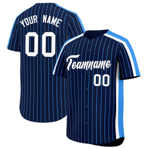 Custom Navy Powder Blue Pinstripe Personalized Side Two-tone Authentic Baseball Jersey