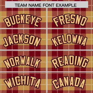 Custom Khaki Red Personalized Plaid Design Authentic Baseball Jersey