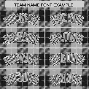 Custom Gray Black Personalized Plaid Design Authentic Baseball Jersey