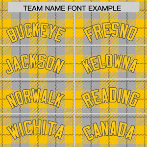 Custom Gold Gray Personalized Plaid Design Authentic Baseball Jersey