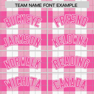 Custom Pink White Personalized Plaid Design Authentic Baseball Jersey