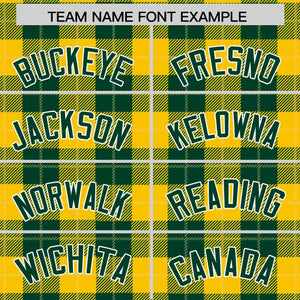 Custom Green Gold Personalized Plaid Design Authentic Baseball Jersey