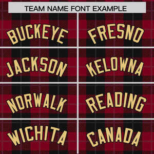 Custom Red Black Personalized Plaid Design Authentic Baseball Jersey