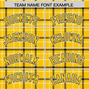 Custom Yellow Personalized Plaid Design Authentic Baseball Jersey