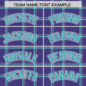 Custom Purple Personalized Plaid Design Authentic Baseball Jersey