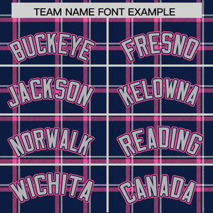 Custom Navy Personalized Plaid Design Authentic Baseball Jersey