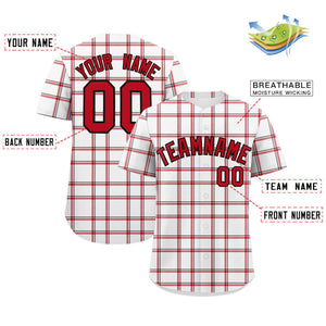 Custom White Personalized Plaid Design Authentic Baseball Jersey