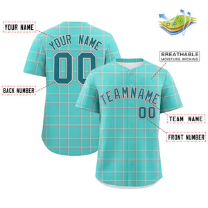 Custom Bright Green Personalized Plaid Design Authentic Baseball Jersey