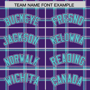 Custom Purple Personalized Plaid Design Authentic Baseball Jersey