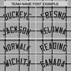 Custom Gray Black Personalized Plaid Design Authentic Baseball Jersey