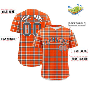 Custom Orange Personalized Plaid Design Authentic Baseball Jersey