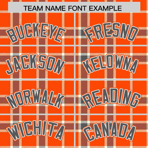 Custom Orange Personalized Plaid Design Authentic Baseball Jersey